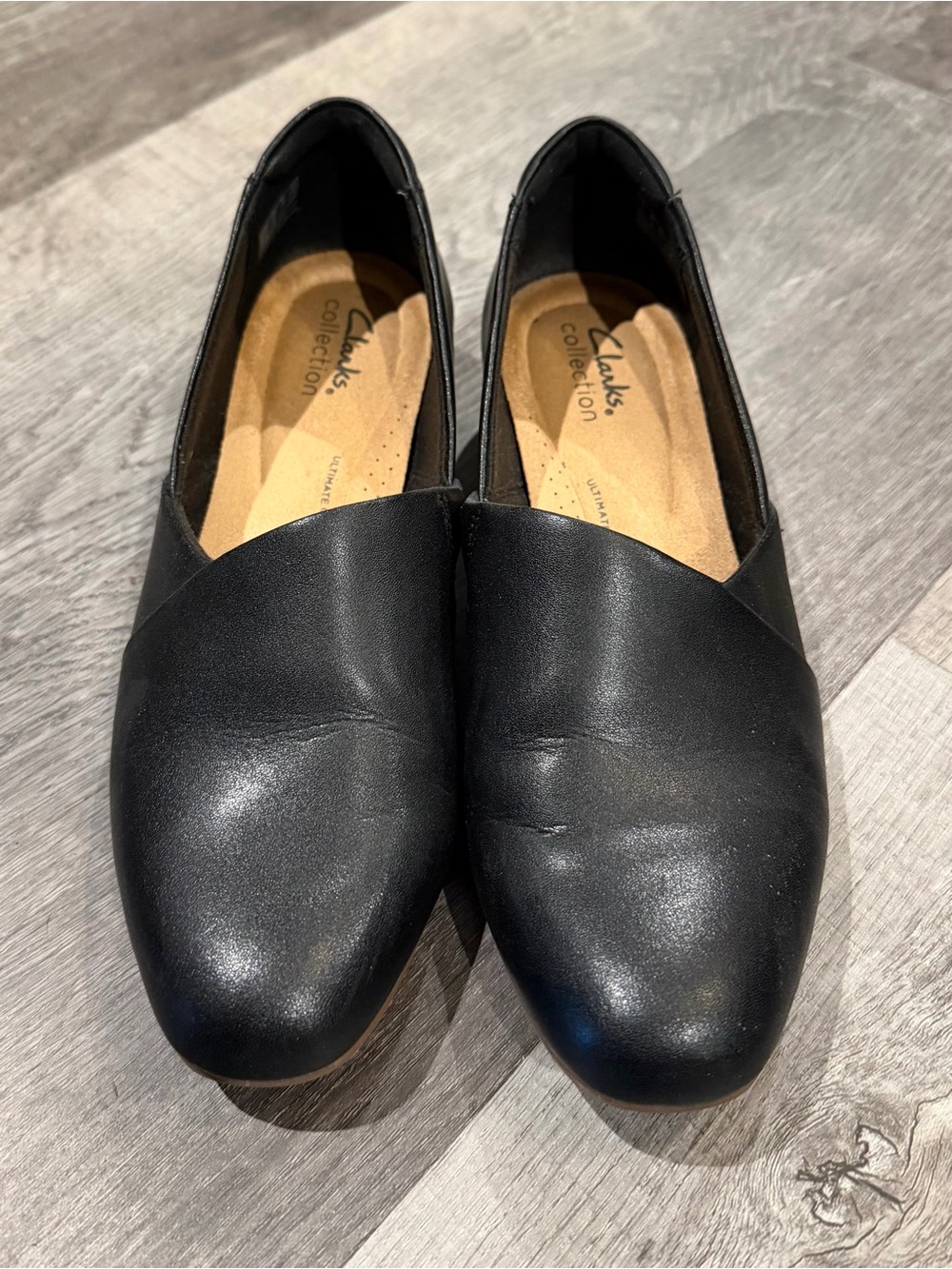 Clarks Black Women’s Leather Slip-On Loafers